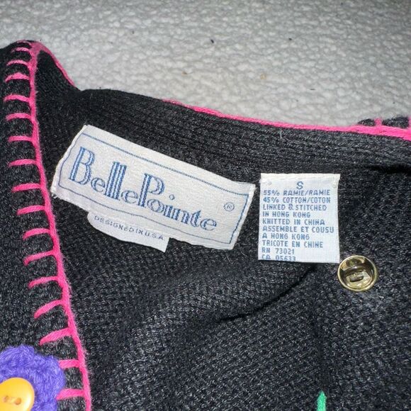 Longaberger BellePoint Vintage Small Black Pink Flower Basket Sweater Vest EUC - Picture 6 of 10